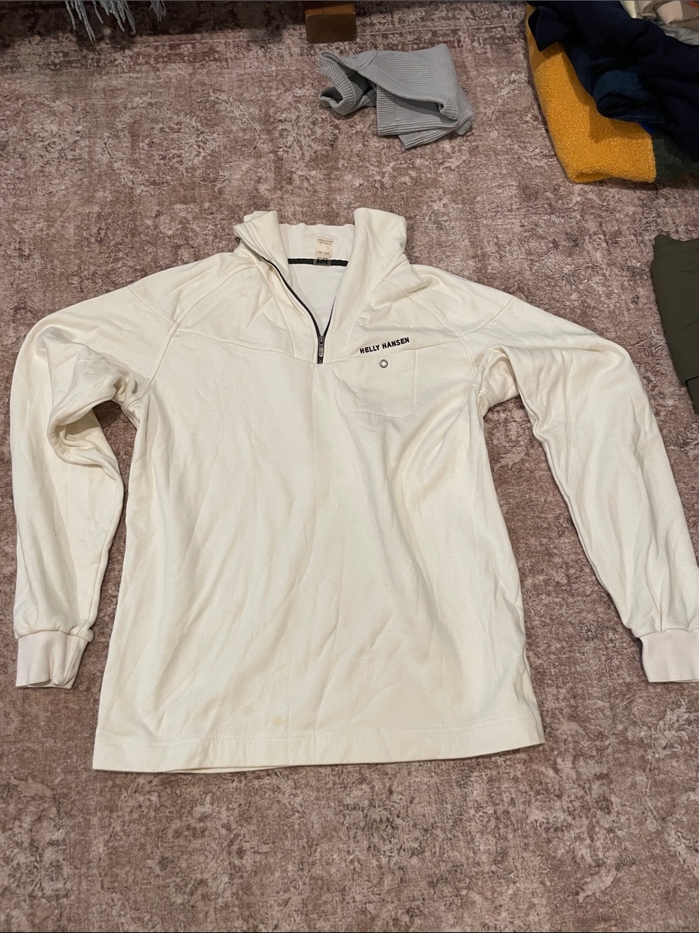 Helly Hansen White Fleece-Lined Zip Pullover
